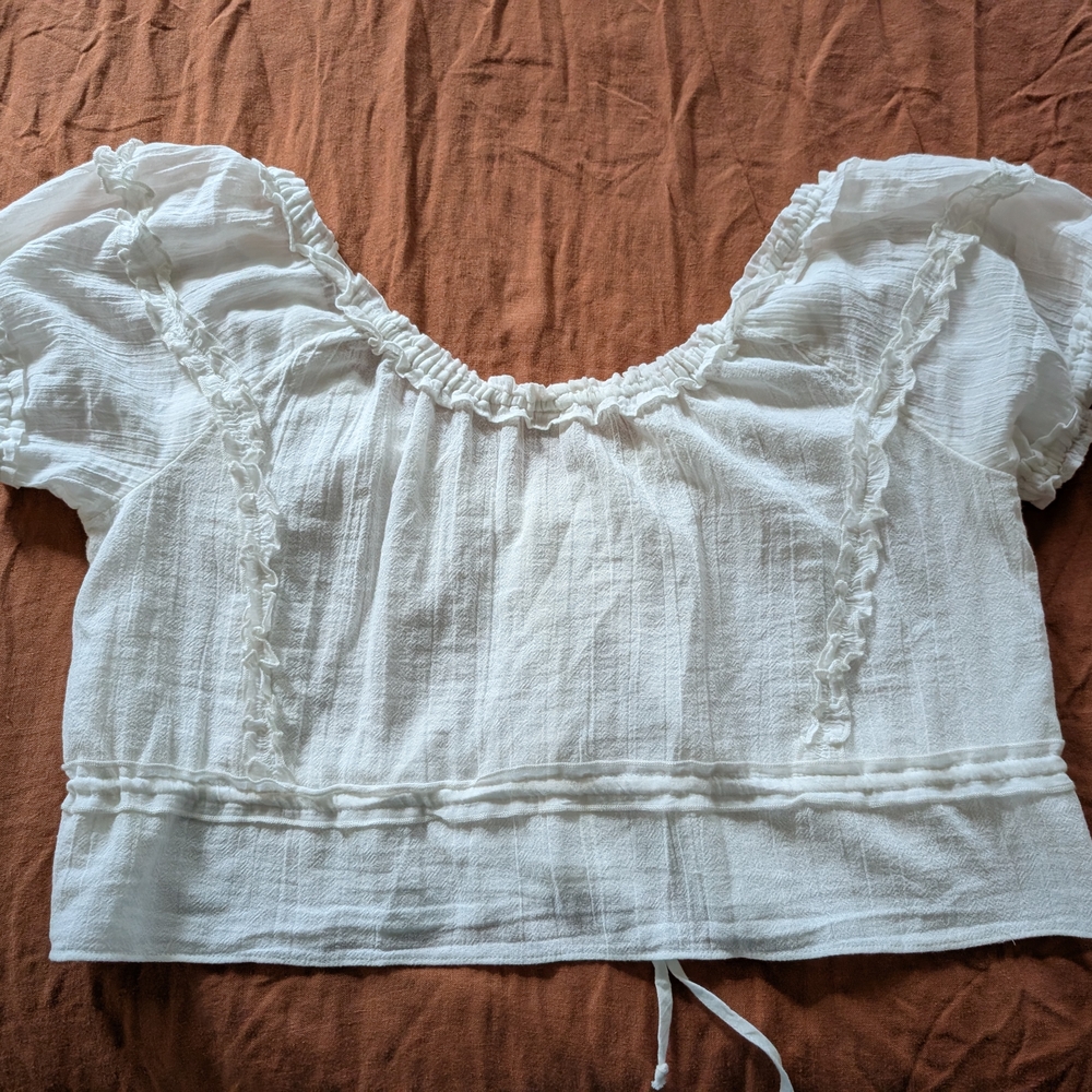 Free People White Ruffled Blouse - Picture 3 of 4